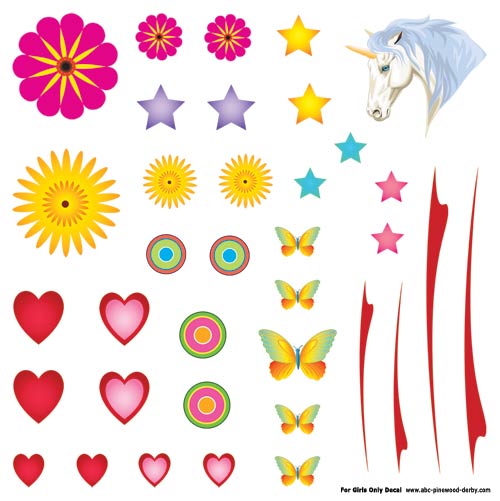 Pinewood Derby Car Decals Girls