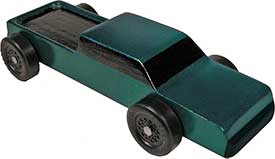 Example of completed pinewood derby Pickup car 